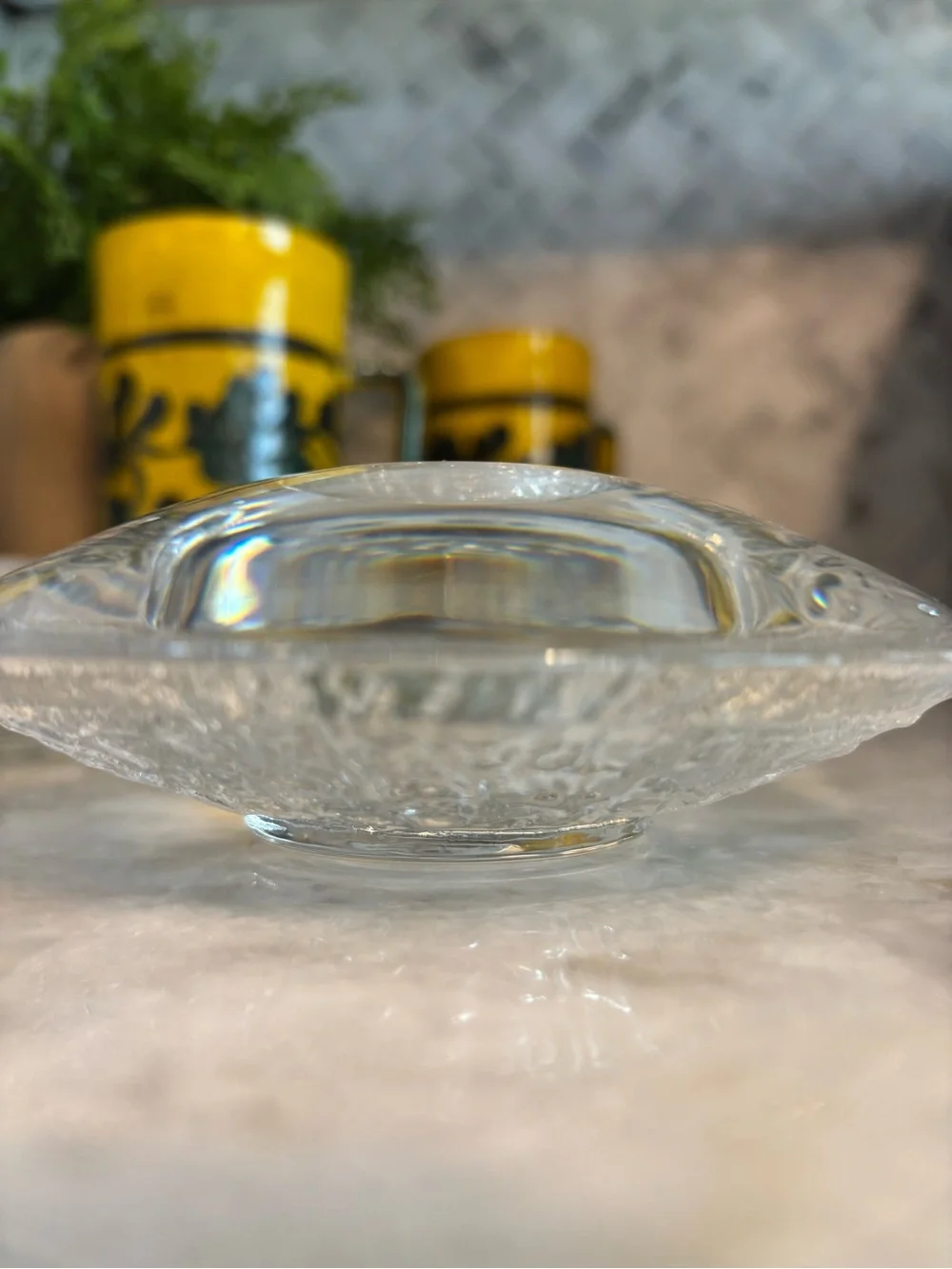 Orrefors set of 3 Discus crystal votive holders